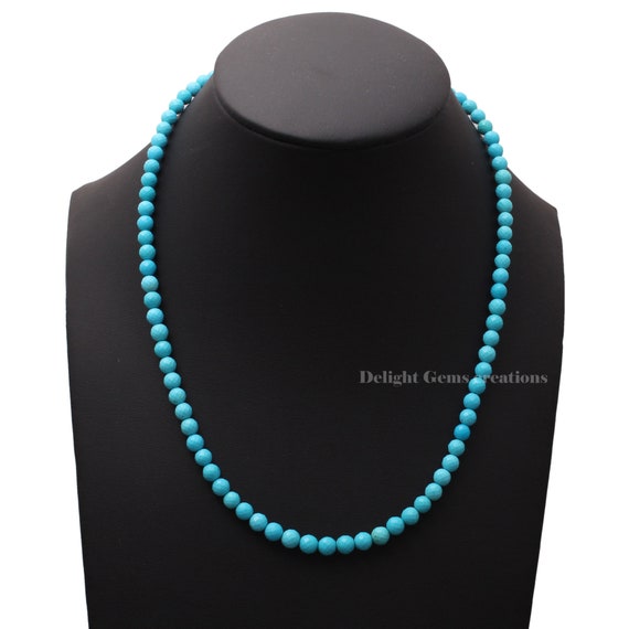 ON SALE Sleeping Beauty Turquoise Necklace 4.5mm 5.5mm Blue