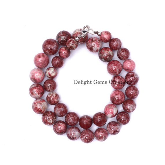 Collana In Quarzo Rosa Naturale 8mm, Argento 925, Lunga 45 Cm, Fatta A Mano, Regalo Donna - 3
