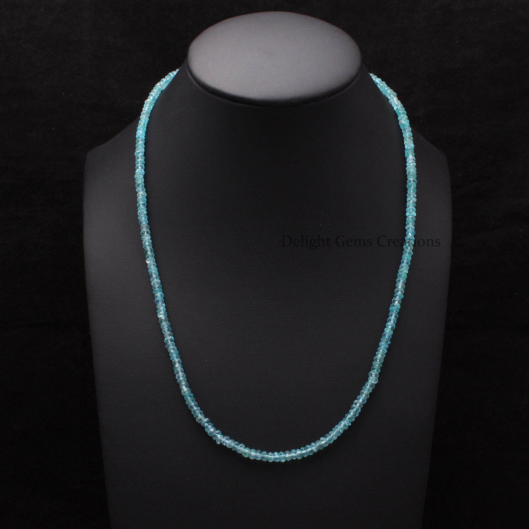 Collier Perles Apatite Naturelle - 24 Pouces, Réglable, Fait Main En Inde - Neuf Sans Emballage
