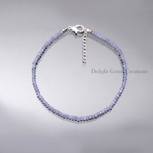 Natural Tanzanite Beaded Bracelet, 2mm Tanzanite Faceted Rondelle Beads Bracelet, Gemstone Bracelet, AAA++ quality Tanzanite Bracelet