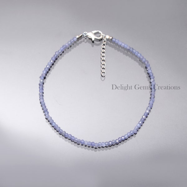 Natural Tanzanite Beaded Bracelet, 2mm Tanzanite Faceted Rondelle Beads Bracelet, Gemstone Bracelet, AAA++ quality Tanzanite Bracelet