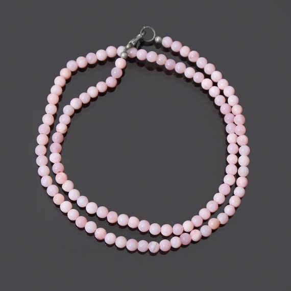 Collana con perline di opale rosa, perline rondelle da 9 mm, chiusura in argento - Italia