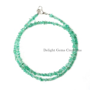 Natural Emerald Chip Beaded Necklace | Authentic Gemstone Jewelry | Raw Emerald Chip Necklace for Women | Green Emerald Chip Choker Necklace