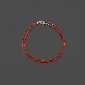2.25mm Carnelian Beaded Necklace, Carnelian Micro Faceted Round Beads Necklace, Orange Carnelian Necklace, Minimalist, Tiny Beads Necklace