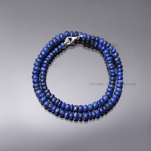 Lichtgevende donkerblauwe ketting met lapis lazuli-kralen - 5 mm-7 mm gladde rondell lapis edelsteenketting - lapis sieraden - maak je eigen ketting - art deco