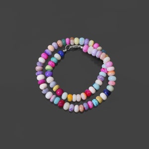 Multi Color Opal Beaded Necklace, 8.5-9mm Opal Smooth Rondelle Beads Necklace, Opal Jewelry, Multi Color Candy Opal Handmade Necklace 16-24&quot;