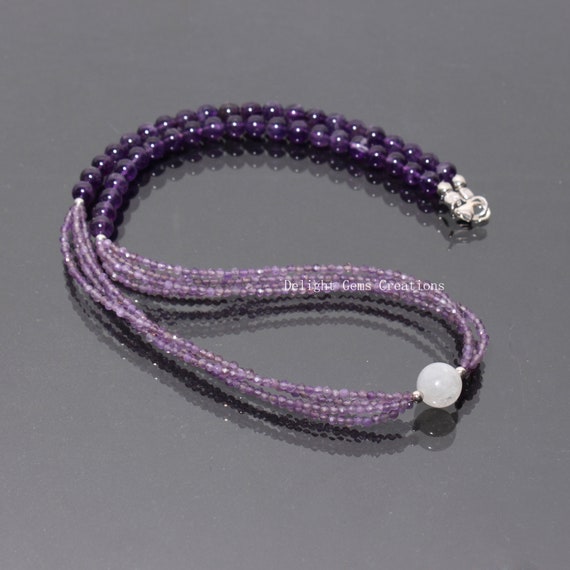 Collier Unisexe 18 Pouces En Améthyste Naturelle Ovale - Laiton, Fabrication Artisanale Inde, Réglable, Neuf Sans Emballage