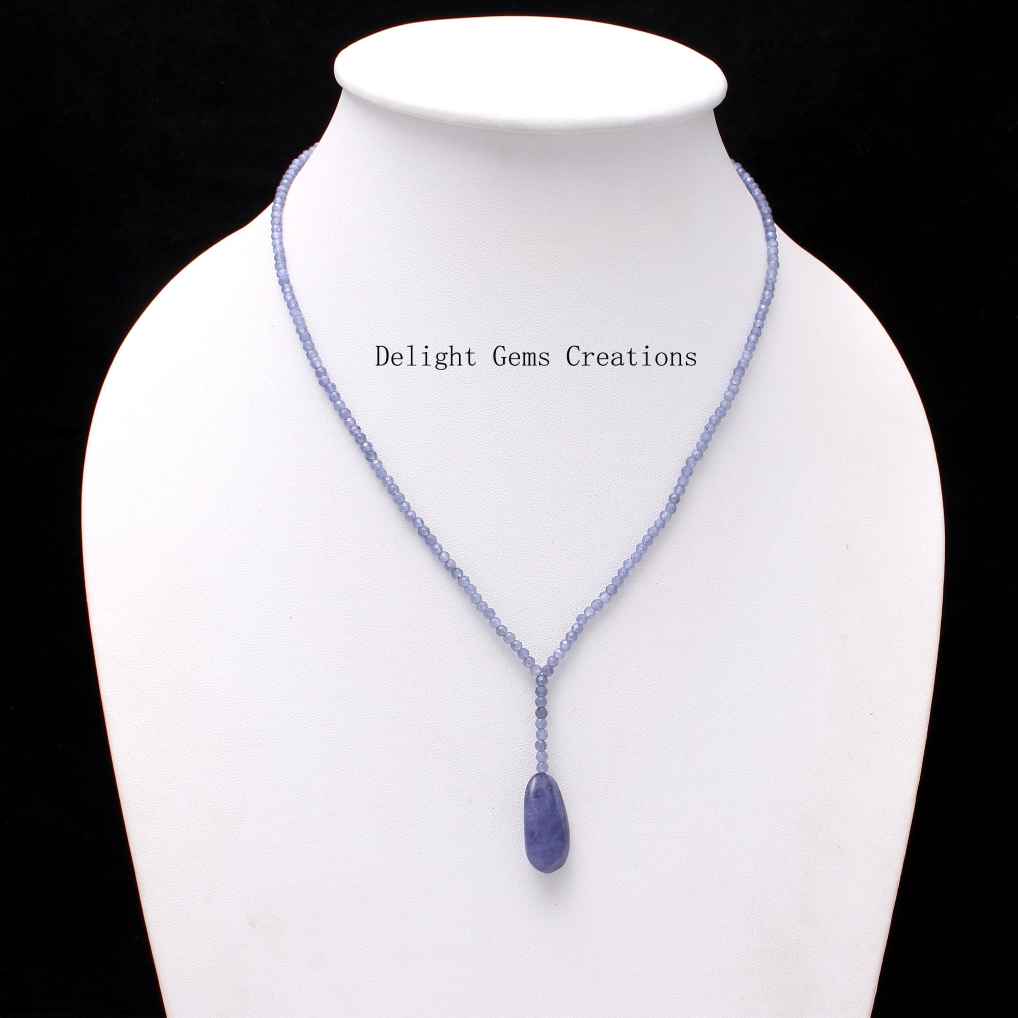 Tanzanite Beaded Necklace 3mm Tanzanite Faceted Rondelle Beads