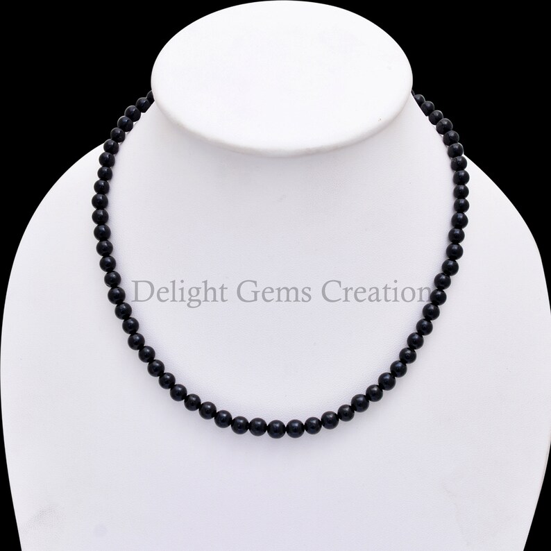 Black Onyx Necklace Beaded Necklace 6mm7mm Onyx Smooth Etsy