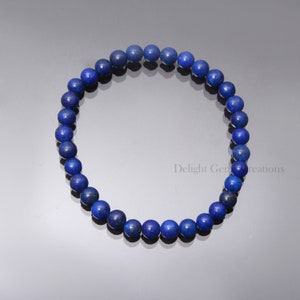 Echtes Lapislazuli Armband, blauer Stein 6-6.5 mm Glatte runde Perlen Stretch Armband, handgemachter dehnbarer Schmuck