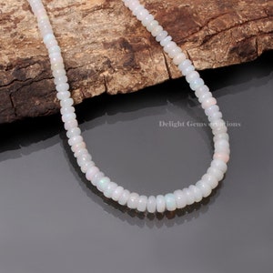 Natuurlijke Ethiopische opaalkralenketting, 3 mm-6 mm gladde ronde edelsteenketting 15 tot 26 inch lang, Welo-opaalkralenketting