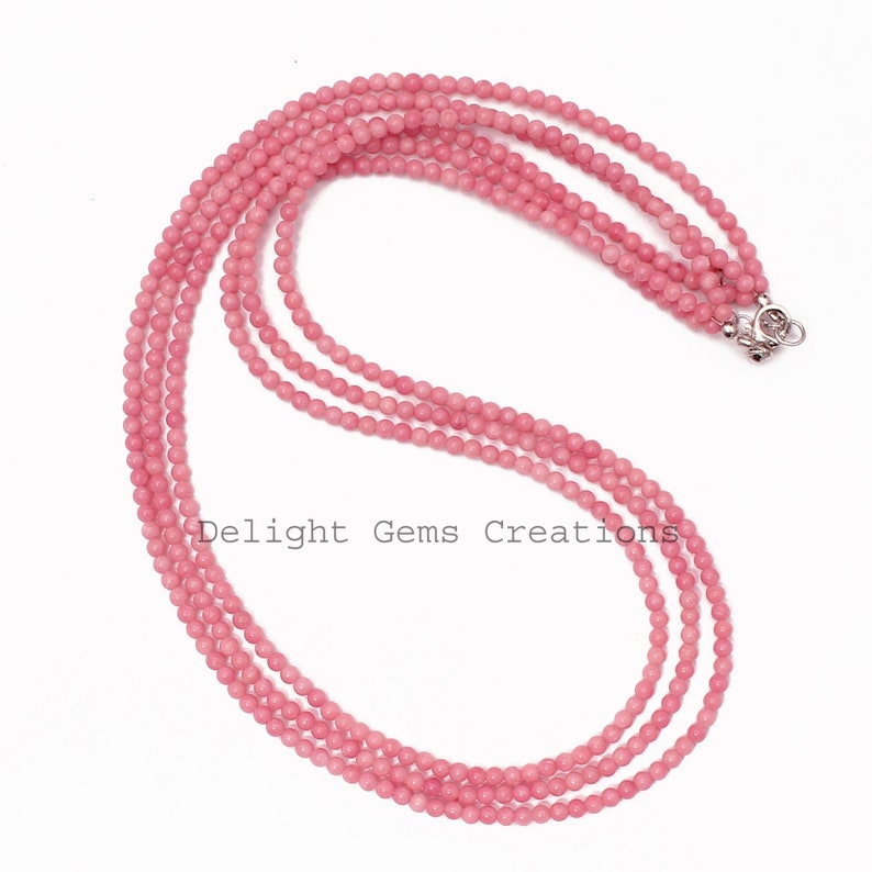 SALE Pink Coral Necklace 3mm Pink Coral Round Beaded Necklace Etsy