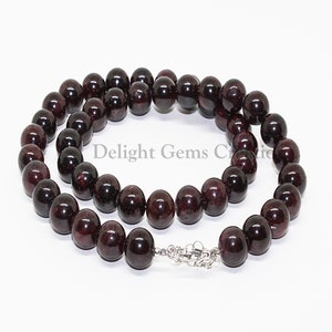 Garnet Necklace 10mm Genuine Garnet Beaded Necklace For Women Red Blood Garnet Necklace January Birthstone Gift For Her, Garnet Jewelry