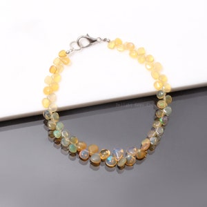 Natürlicher äthiopischer Opal Glatte Perlen Armband, 5x6mm Welo Pear Edelstein Perlen Armband, Mädchen/Frauen Armband, Handgemachter Opal Schmuck