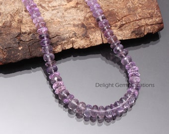 High grade Brazilian cut amethyst beaded necklace-AAA fine cut 8mm-9mm faceted rondelle gemstone jewelry-Amethyst jewelry-best gifts for her