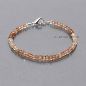 Imperial Topaz Beaded Bracelet, 4-4.5mm Imperial Topaz Faceted Rondelle Beads Bracelet, Women's Bracelet,AAA++ Topaz Christmas Gift Bracelet