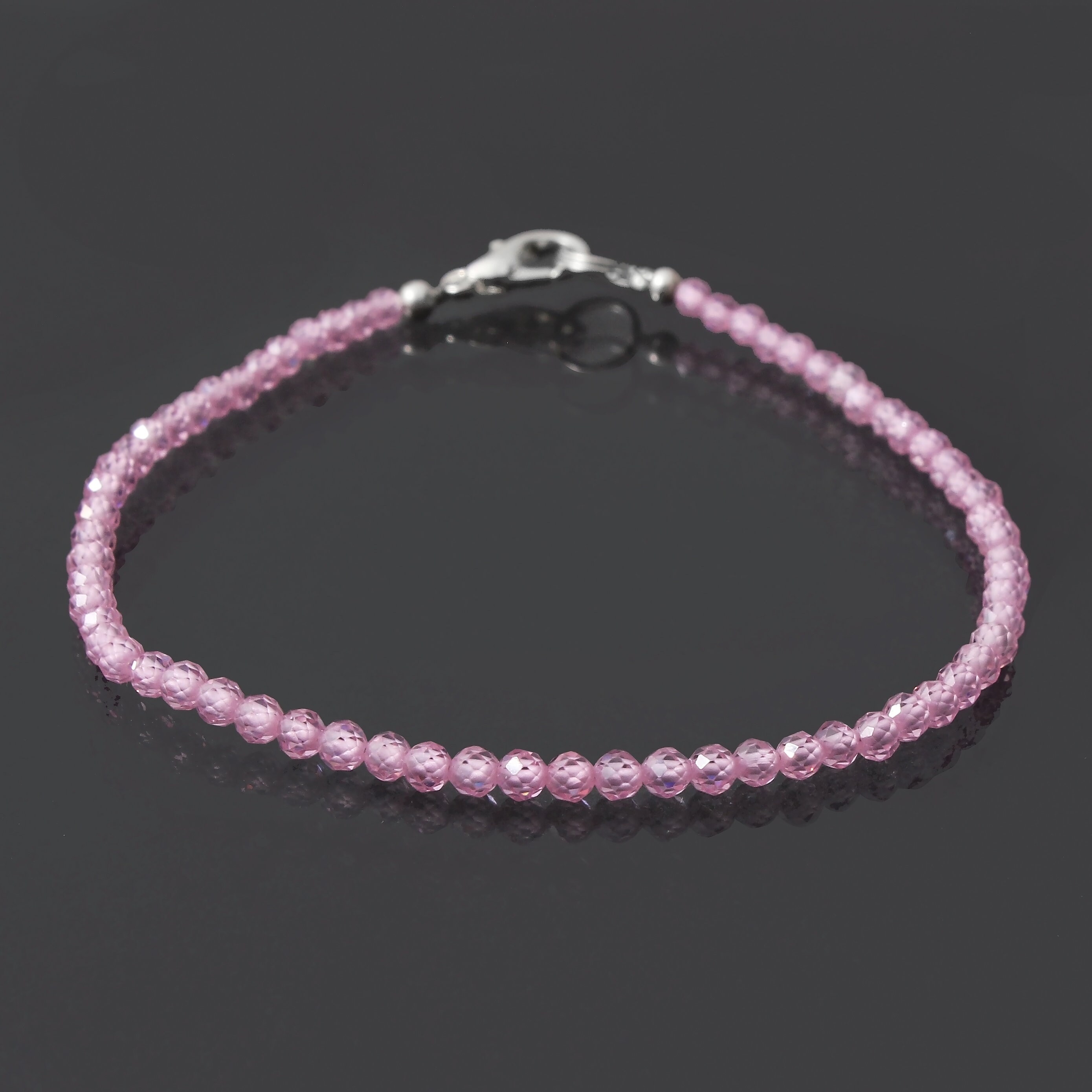 Rosario in Argento 925 con Grani in Quarzo Rosa | MONDO CATTOLICO