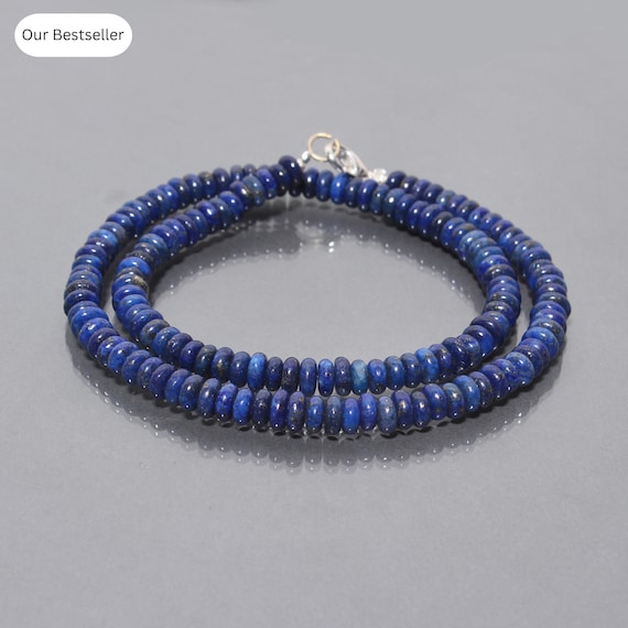 ブルーラピスラズリビーズネックレス、6-6.5mmラピスラズリスムース  