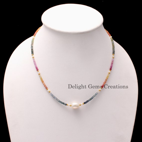 Collar De Piedras Preciosas Facetadas De Espinela, Collar De Cuentas