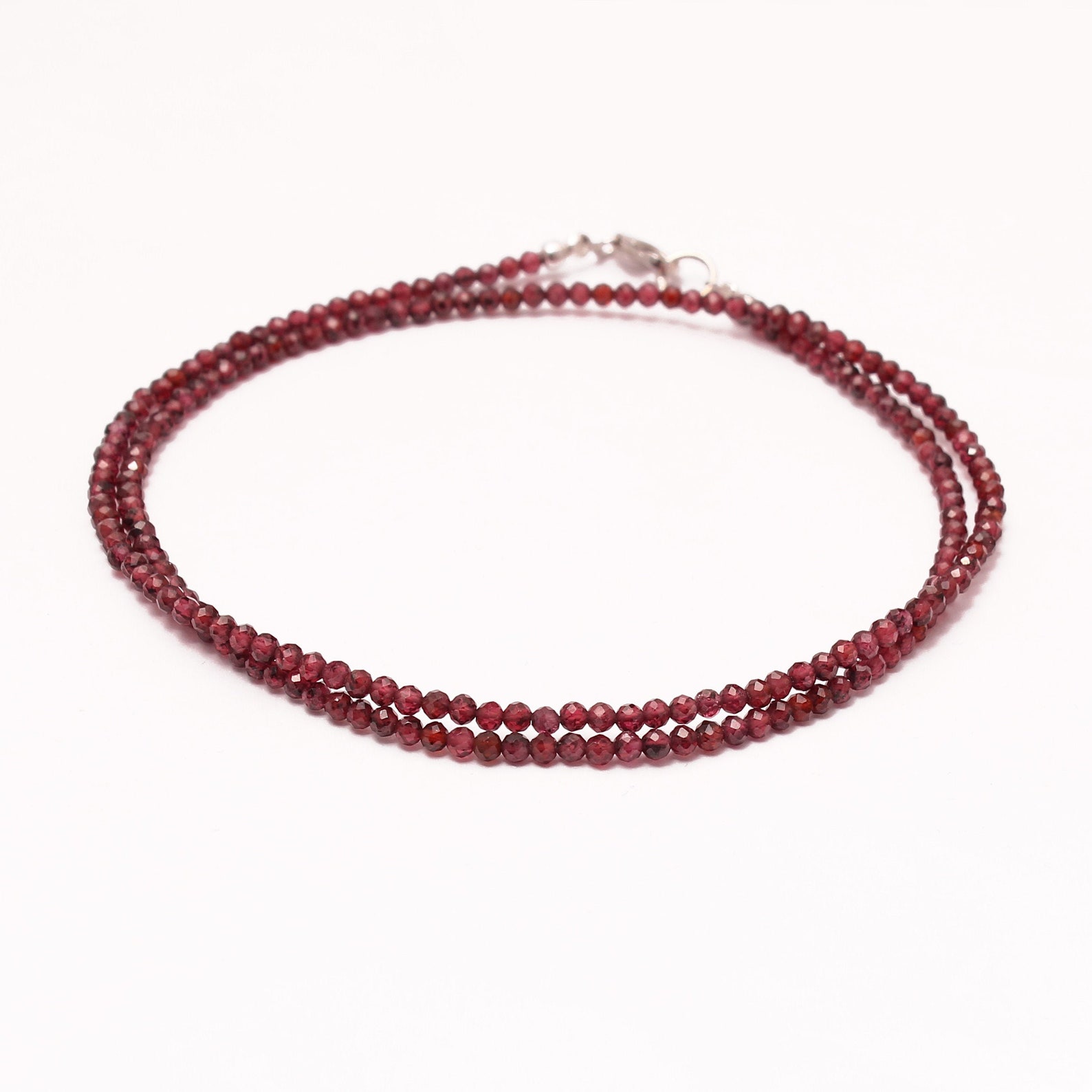 Beaded Necklace 2.5mm Rhodolite Etsy