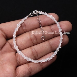 Natural Herkimer Diamond Bracelet, Herkimer Diamond Nuggets Bead Bracelet, 3-4mm Herkimer Diamond AAA Quality Bead Bracelet Anniversary Gift