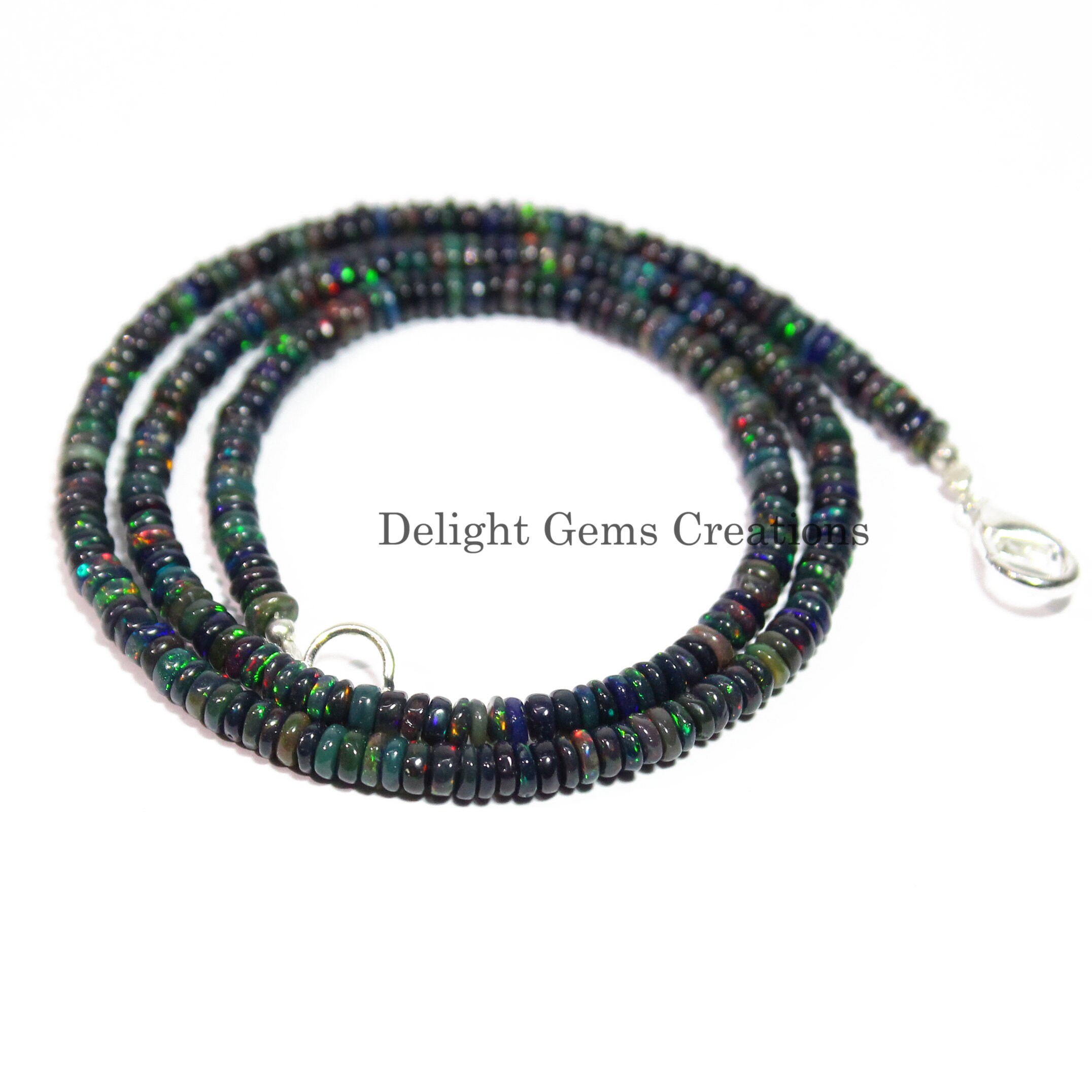 Collier De Perles En Opale D'Éthiopie - 42 Carats, Naturel, Multicolore, Neuf Avec Étiquettes