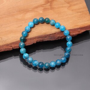 CHRISTMAS SALE-AAA++ Blue apatite stretchable bracelet-8mm smooth round apatite gemstone jewelry-Unisex bracelet-blue beads jewelry-Gifts