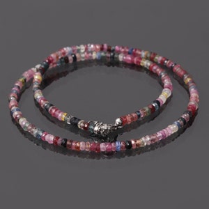 Natürliche Multi Saphir Perlenkette, 3.5-4mm Multi Farbe Saphir facettierte Rondelle Perlenkette, September Geburtsstein funkelnder Schmuck