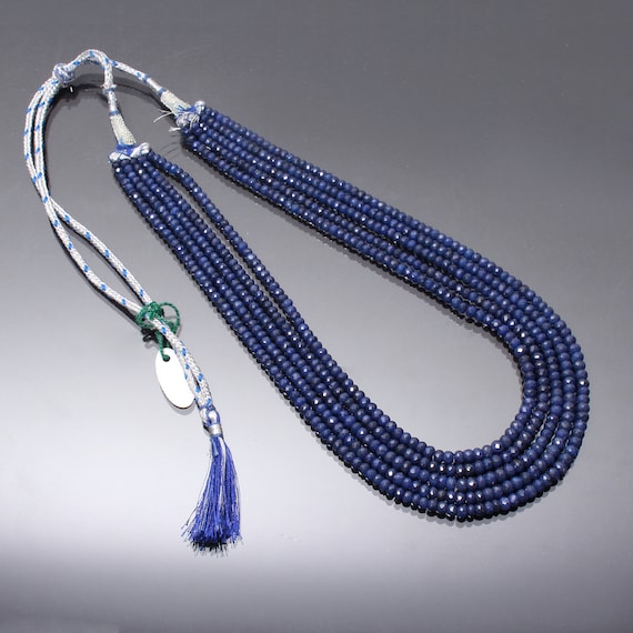 Statement ROYAL BLUE gemstone beaded necklace set at ₹4950 | Azilaa