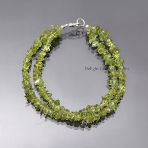 Alluring Peridot Chips Beaded Bracelet, 4mm-5mm Peridot Chip Bracelet, AAA++ Peridot Gemstone Bracelet, Women&#39;s, Handmade Peridot Jewelry
