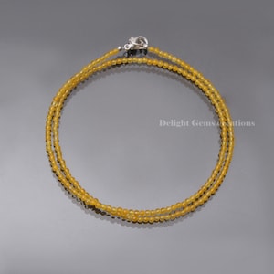 Yellow Agate Smooth Round Beads Necklace, 2.25mm Agate Gemstone Beaded Necklace, Agate Tiny Beads Necklace, Agate Jewelry, Gift For Her