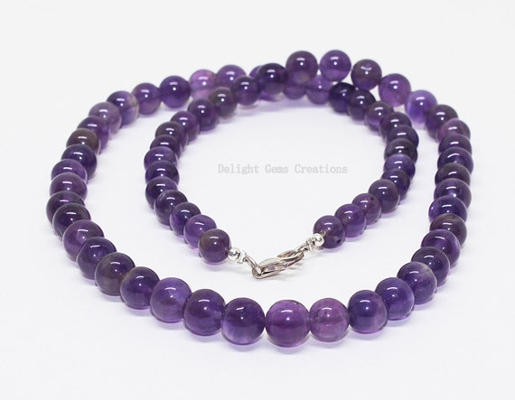 14.4mm Genuine Natural Purple Amethyst Crystal Beads Bracelet