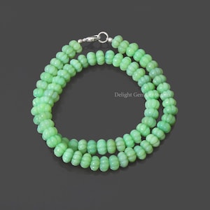 Muskmelon Shape Chrysoprase Beads Necklace, 8.5-9mm Green Chrysoprase Gemstone Beaded Jewelry with 925 sterling silver clasp, Gift For Her