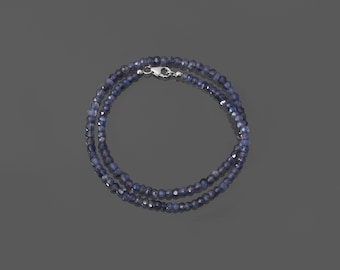 Iolite Edelstein Facettierte Rondelle Perlen-Halskette,4-4.5 mm Iolith Rondell Perlen-Halskette, handgemachte Iolith Halbedelstein-Halskette Schmuck