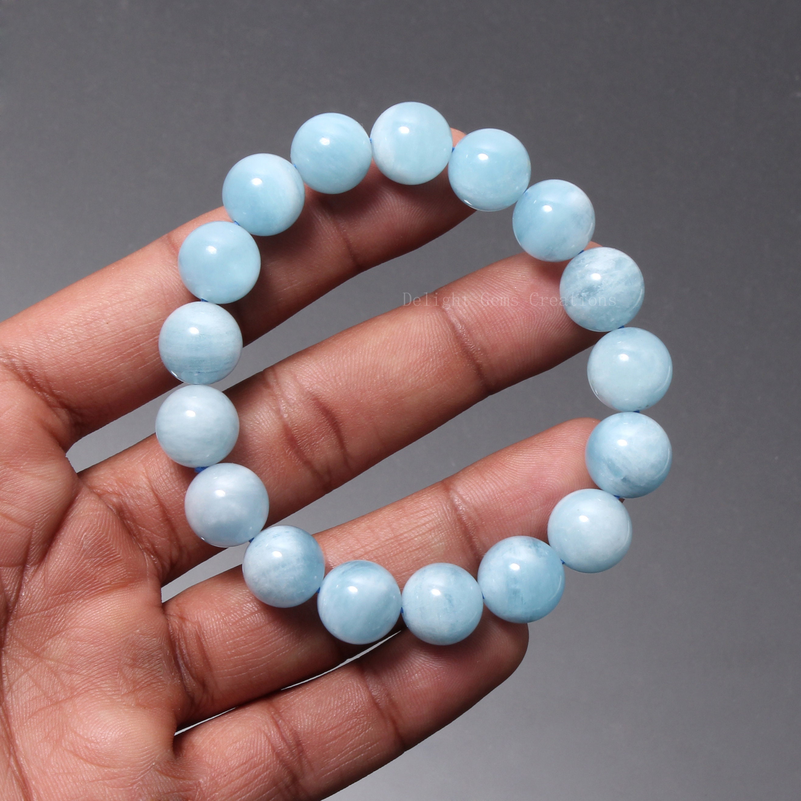 Bracciale In Pietra Di Sole Nera, Elastico, Sfere 10mm - Foto 7