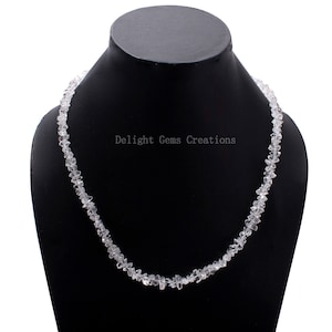 Herkimer Diamond Necklace, Herkimer Diamond Nuggets Beads Necklace, 4mm-5mm White Clear High Quality Herkimer Diamond Beads Gift Necklace