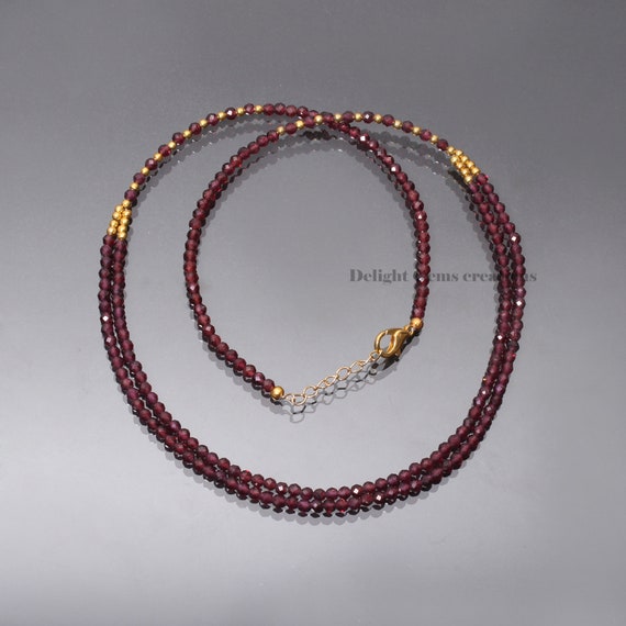 Collier Ras Du Cou En Perles Grenat Naturel - 18 Pouces, Argenté, Multicolore