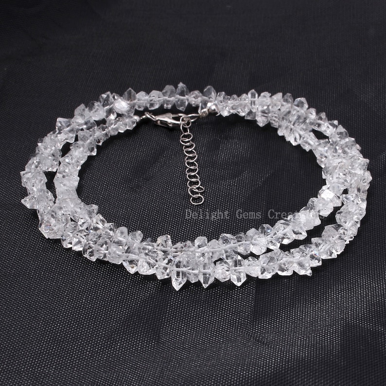 4mm-5mm White Clear High Quality Herkimer Diamond Beads Gift Necklace Herkimer Diamond Nuggets Beads Necklace Herkimer Diamond Necklace