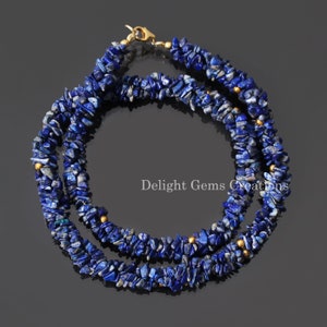 Natural Lapis Lazuli Chips Beaded Necklace, 4-4.5mm Lapis Lazuli Multi Strand Twisted Rope Necklace, Lapis Gemstone Necklace, Women&#39;s, Gift