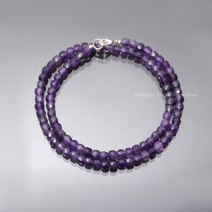 Natural Purple Amethyst Bead Necklace, 5mm Amethyst Faceted Cube Necklace, Women Necklace, Birthday Gift For, February Birthstone Necklace