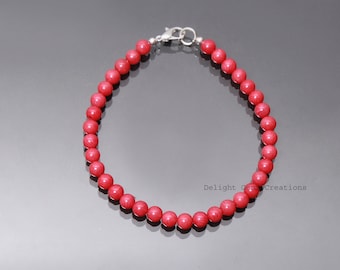 Christmas Sale-Natural red coral beaded bracelet-5.5mm-6mm smooth round coral gemstone bracelet-men bracelet-women bracelet-Best gift ideas