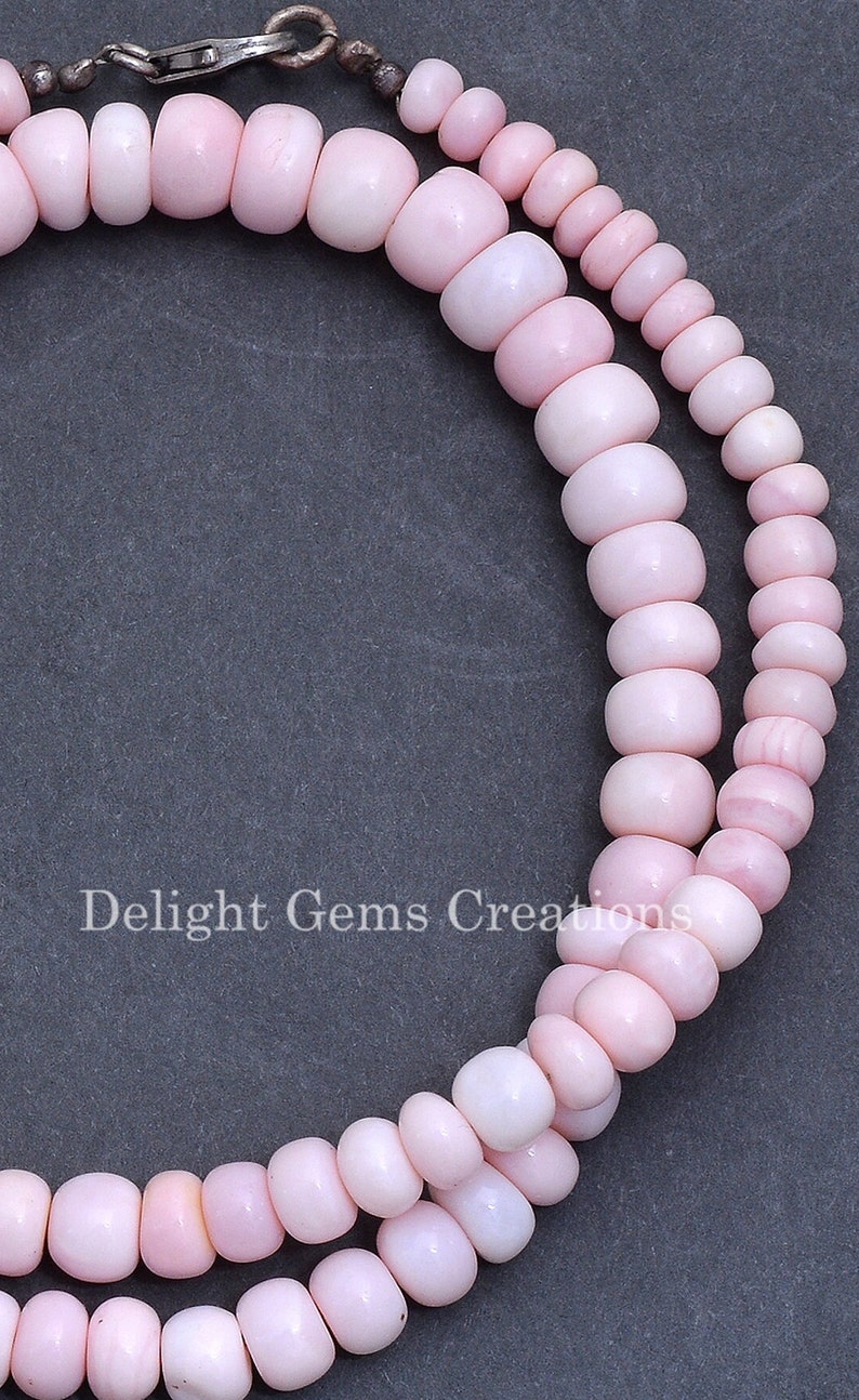 Pink Peruvian Opal Necklace, 8mm Rondelle Beads, 16 Inch image 4