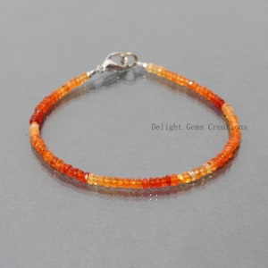 Mexican Fire Opal Beaded Bracelet, 3-3.5mm Fire Opal Faceted Rondelle Beads Bracelet, Opal Jewelry, Beautiful Handmade Bracelet Gift For Her