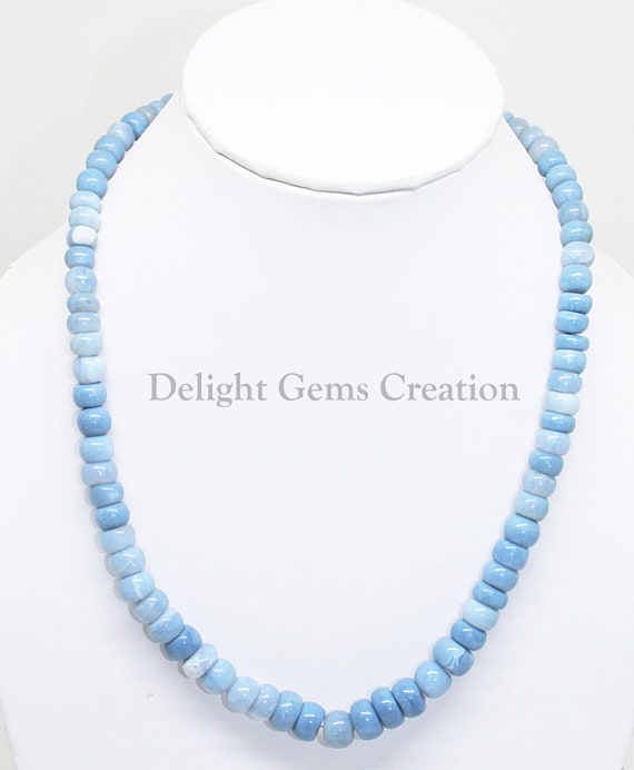 Blue opal bead necklace sale