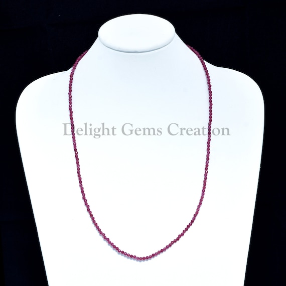 RED Faceted Round Beads w/Silver Plated Chain CH137 