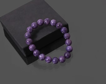AAA++ Purple Charoite beaded bracelet-8mm/10mm smooth round gemstone bracelet-Stretchable bracelet-Unisex bracelet-Best Gifts for her/Him