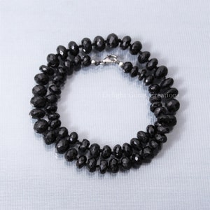 Natural Black Spinel Beaded Necklace, 7-10mm Black Spinel Faceted Rondelle Beads Necklace, Spinel Black Beads Necklace, Handmade Necklace