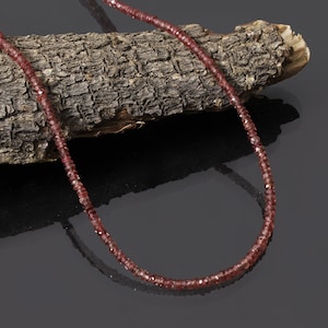 Champagne Sapphire Beaded Necklace, 2.5mm-3.5mm Sapphire Faceted Rondelle Beads Necklace, Sapphire Jewelry, Anniversary, Gift For Her