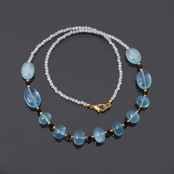 Almost Blue Collana In Pietre Naturali Di Acquamarina Blu - Perle