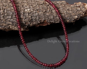 Natural Red Spinel Necklace – 2.75-4mm Smooth Rondelle Beads – Dainty Spinel Jewelry – Red Gemstone Necklace – Gift for Her